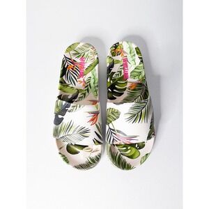 Essentials by MUK LUKS Tropical Palm Leaf Slide Sandals Women's Size L 9–10